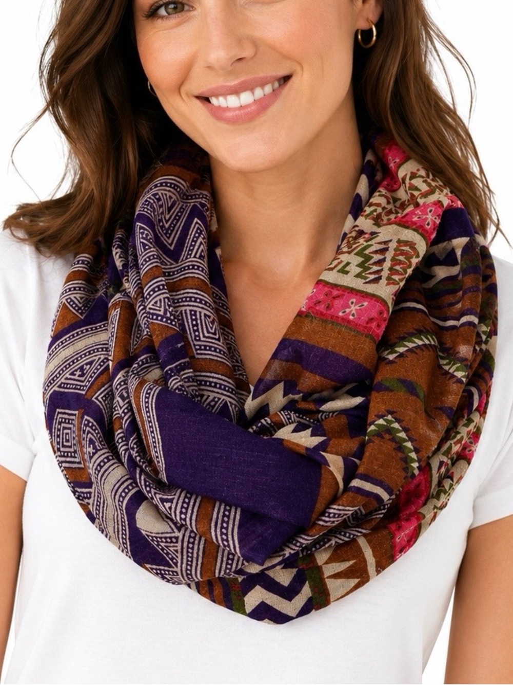 GUC Bohemian Chic Multicolor Infinity Scarf. Size OS.
